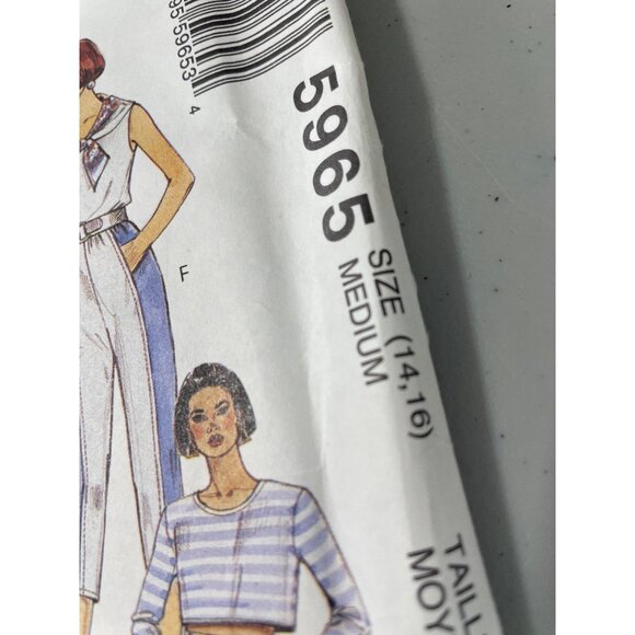 90s McCalls 5965 Misses Novelty Loose Pants Sewing Pattern Size 14 & 16 CUT - Picture 3 of 6
